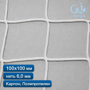 Сетка заградительная 100х100 мм 6 мм белая капрон/полипропилен (мин. заказ 600 м2)